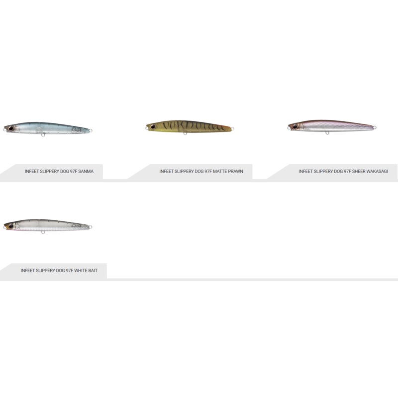 Daiwa Infeet Slippery Dog 97F|97MM|EBI|HONEY BEE|INFEET SLIPPERY DOG ANMONITE|MATTE PRAWN|MOEBI|POISON PRAWN|SANMA