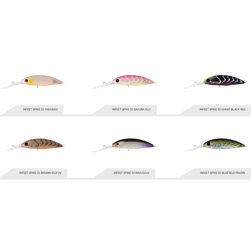 Daiwa Infeet Spike 53SP|53MM|BLUE SUJI PRAWN|RAINBOW TROUT|WAKASAGI|TAKASAGI|SUJI BERRY|SHEER GILL|SAKURA SUJI|ROSE SUJI|NATURAL GHOST SHAD|BROWN SUJI UV|MATTE PRAWN|MATTE BLACK UV|GHOST BLACK RED|GHOST AYU|CHROME BELLY|BROWN TROUT|WEEDY SUJI