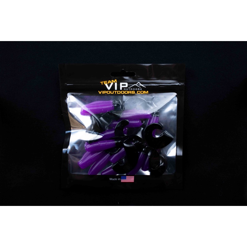 4 Purple w/Black Tail Curly Tail (12 Pack)
