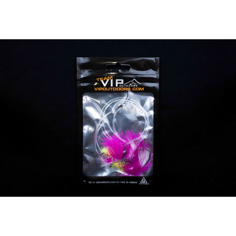 VIP Double Hook Shrimp Flies Yellow Collar w/ Pink/White (60lb)