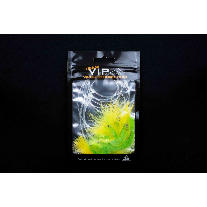 VIP Triple Hook Shrimp Flies Yellow/Green (80lb)