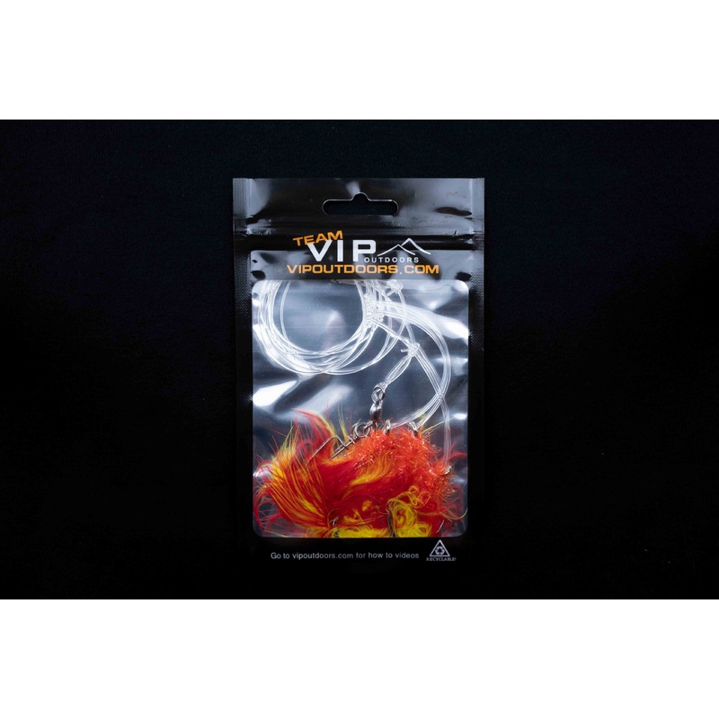 VIP Triple Hook Shrimp Flies Yellow/Red (80lb)