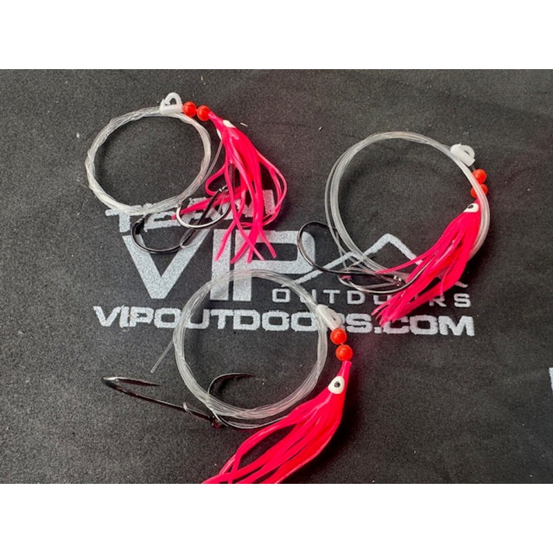4/0, #40 Salmon, Pink Hoochie Soft Spinner/Hard Bait Leaders (3 pack)
