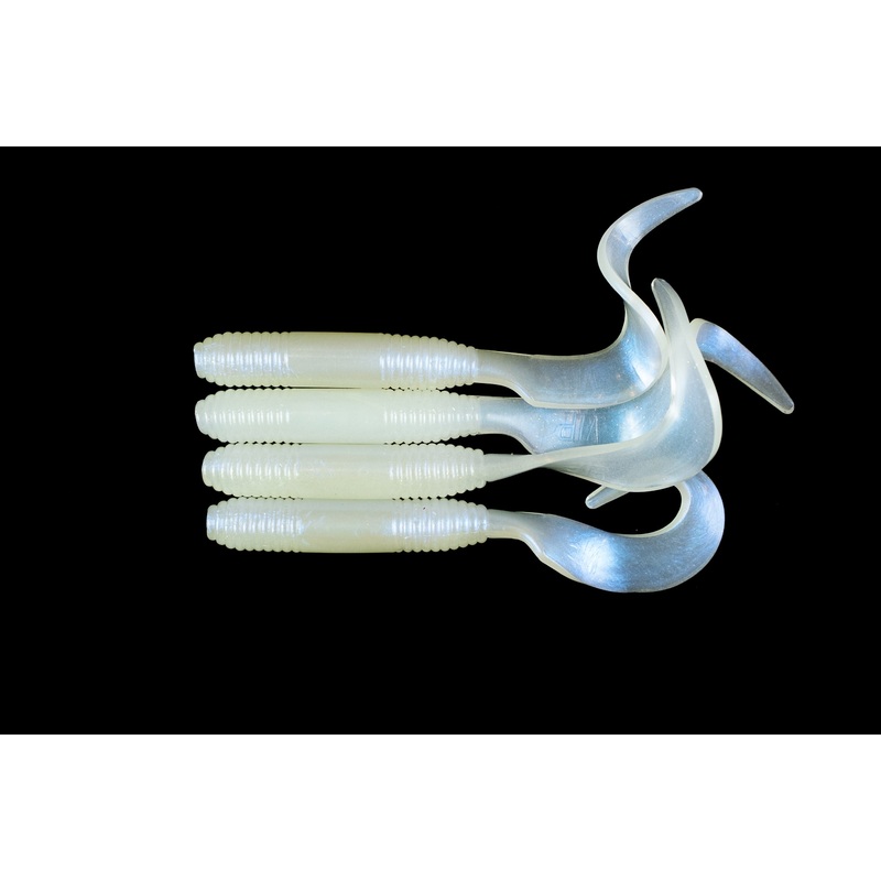 6 Glow Pearl Curly Tail – (Single Bait)