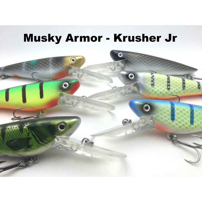 Musky Armor Krusher Jr|Chartreuse Shad|Fire Tiger|Holo Black|Holo Perch|Holo White|Hot Bluegill (TRO Exclusive)|Ice Cold Perch (TRO Exclusive)|Lac Seul Perch (TRO Exclusive)|Miller Perch (TRO Exclusive)|Perch|Sexy Shad|Shimmering Shad (TRO Exclusive)|Smal
