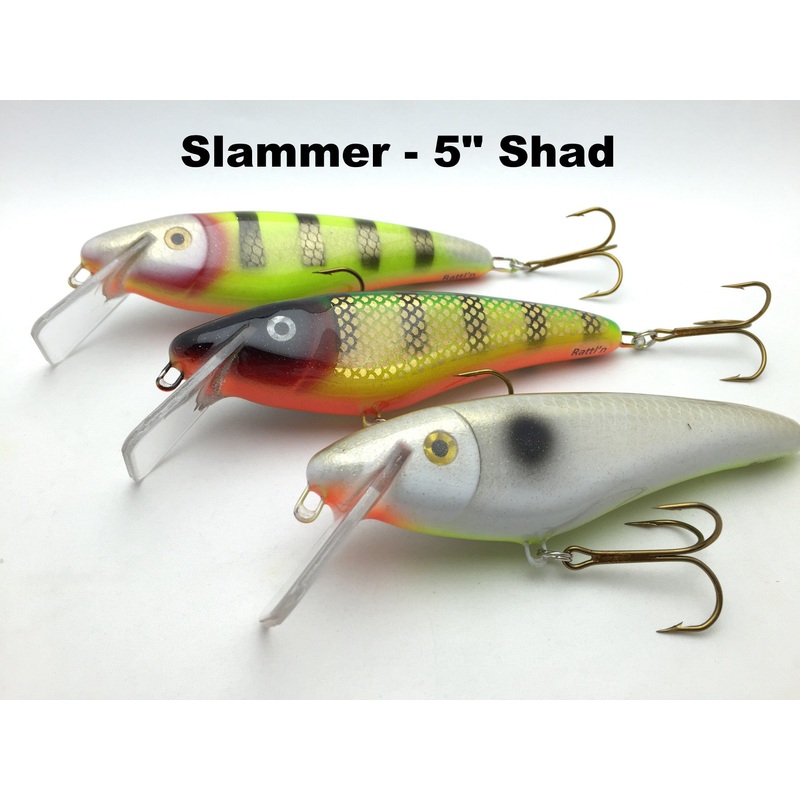 Slammer Tackle 5 Shad|Glitter Bluegill (TRO Exclusive)|Glitter Lemon Head (TRO Exclusive)|Hot Carp (TRO Exclusive)|Hot Shad (TRO Exclusive)|Mr T (TRO Exclusive)|Orange Back Hot Perch (TRO Exclusive)|Orange Belly Prism Perch (TRO Exclusive)|Prism White Per