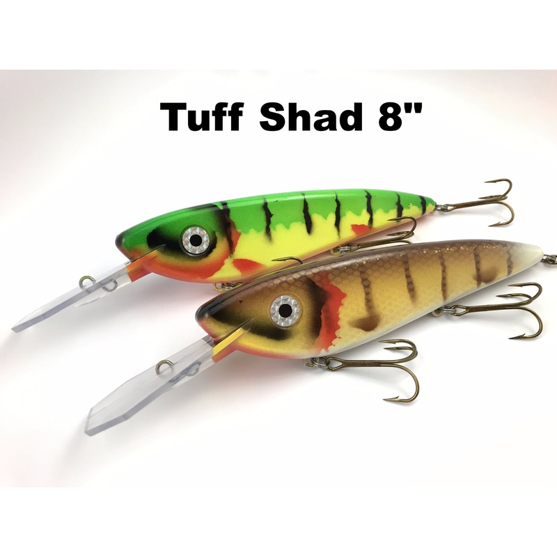 Tuff Shad 8 Tuff Shad|Black Perch*|Black Sucker|Blue Shad|Brown Pikie*|Chartreuse Shad (TRO Exclusive)|Copper Carp (TRO Exclusive)*|Criminal (TRO Exclusive)|Firetiger|Gizzard Shad|Glitter Perch (TRO Exclusive)|Goldie*|Gold Fish (TRO Exclusive)*|Hanson Blu