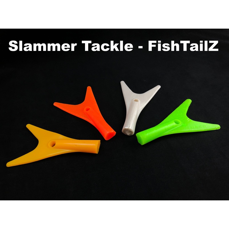 Slammer Tackle FishTailZ|Flowage Green/Chartreuse|Orange|Pearl White|Yellow