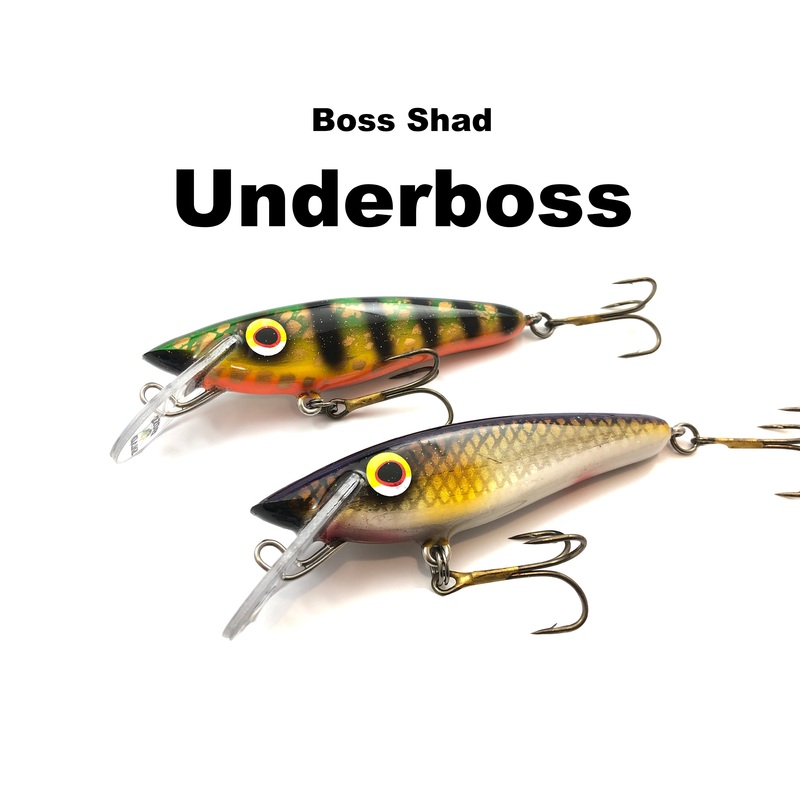 Boss Shad Underboss|Bait Fish|Blue Eyes|Bluegill|Chartreuse Perch|Chartreuse Shiner|Clown Tiger|Color Blind Perch|Firetiger|Genson Perch|Ghost Perch|Ghost Walleye|Gizzard Shad|Green N Gold Perch|Lemon Head|Mud Puppy|Mutant Shad|Orange Belly Perch|Orange B