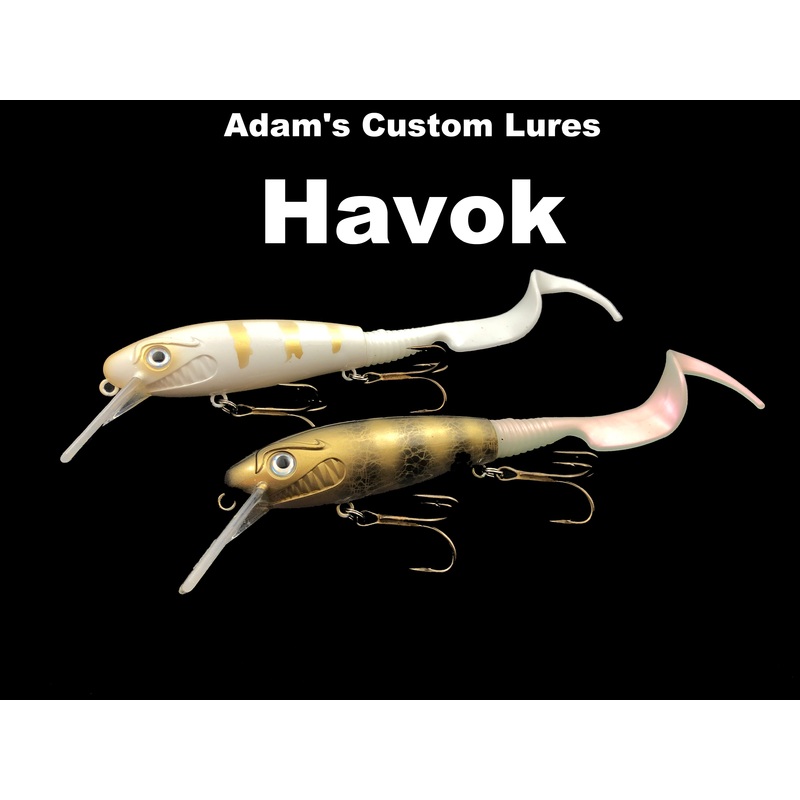 Adam’s Custom Lures Havok|Ball Buster|Black Perch|Black Walleye|Brown Perch|Brushed Perch Fire Tail|Chrome|Flowage Perch|Ghost Perch|Ghost Walleye|Gold Member|Gold Walleye|Hot Perch|Natural Sucker|Orange Head Perch|Toxic Perch|TRO Perch|Whiskey Walleye|Ye