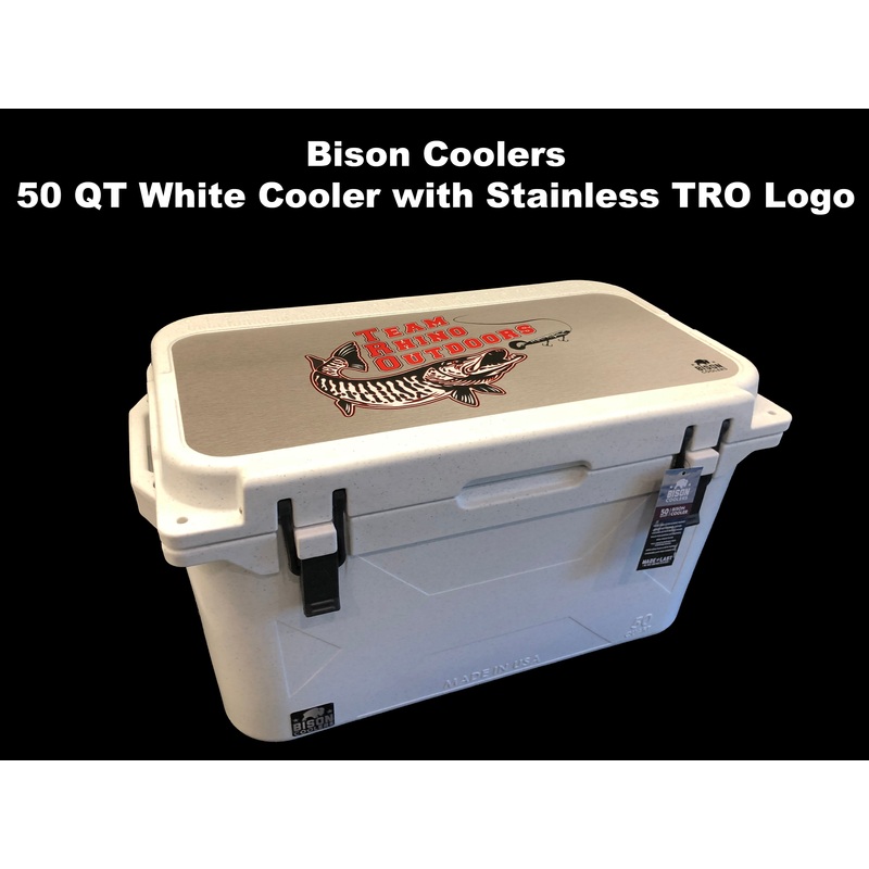 Bison 50 QT White Cooler with Stainless TRO Logo ($349.99 plus $30 Shipping)