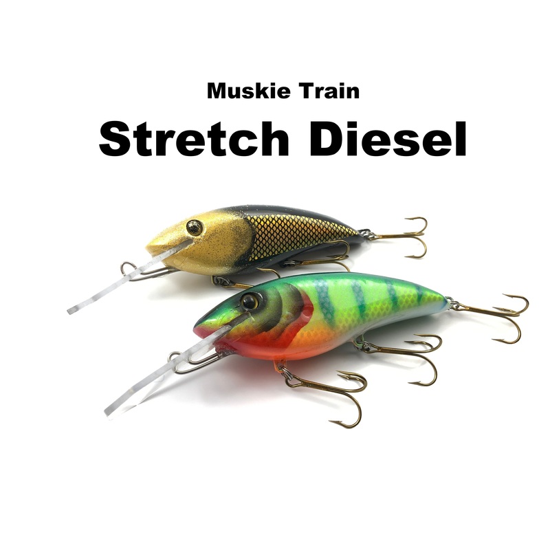 Muskie Train Stretch Diesel|Albino Cisco|Black Crappie|Criminal|Hanson Bluegill|Fire Perch|Fubar Perch|Ghost Walleye|Glitter Perch|Green N Gold Perch|Ice Cold Perch|Mr T|Natural Walleye|Rusty Crayfish|Shadisco|38 Special
