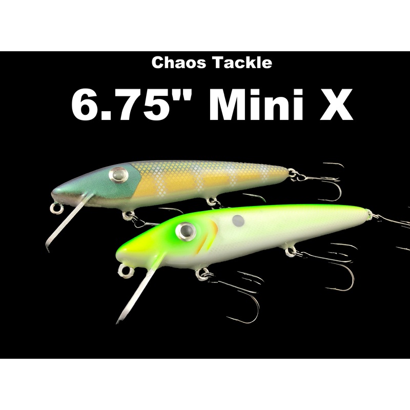 Chaos Tackle 6.75 Mini X|Black Shiner|Chartreuse Shiner|Citrus Shad|Prism Penguin|Prism Pike|White Sucker|White Widow|Winnipeg Walleye