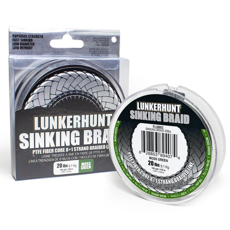 Sinking Braid|Moss Green|Fluorescent Yellow|10lbs Test (150 Yards)|15lbs Test (150 Yards)|20lbs Test (150 Yards)|30lbs Test (150 Yards)|50lbs Test (150 Yards)