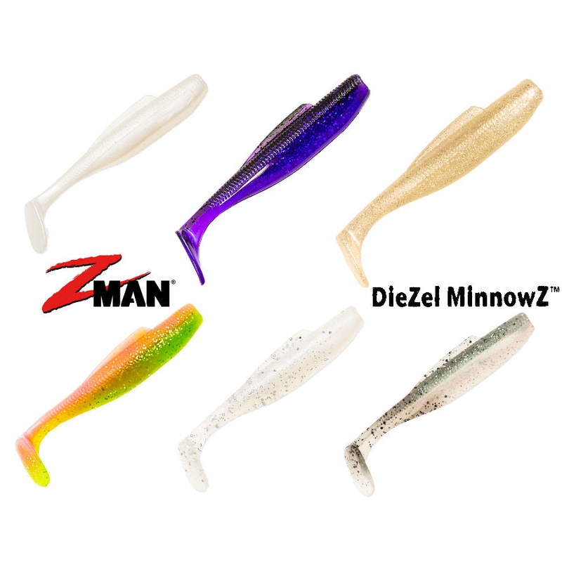 Z-Man DieZel MinnowZ|4 Inch|5 Inch|7 Inch|Bad Shad|Electric Chicken|Pearl|Pearl Blue Glimmer|Purple Demon|Slam Shady
