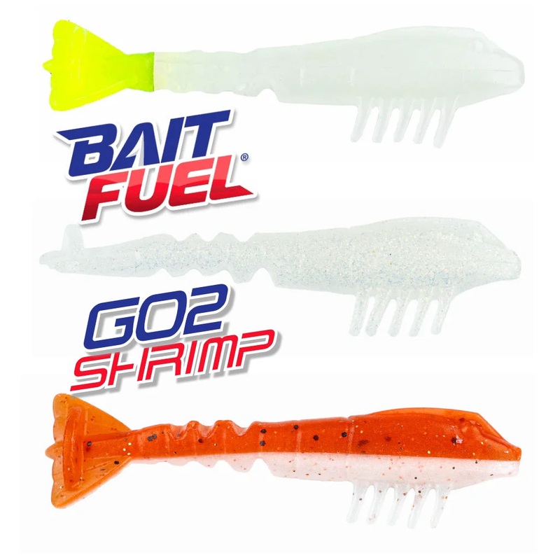 BaitFuel Saltwater GO2 Shrimp|Glow Chartreuse|Natural|New Penny|Pearl