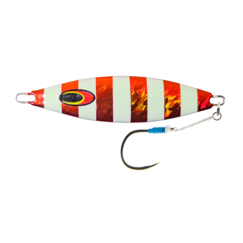Nomad Design The Buffalo Jig|Silver Glow Strips|Crimson Red|Chartreuse White Glow|320g