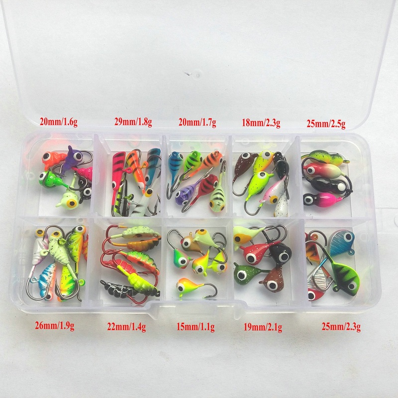 Basstrike Winter Ice Fishing Jig Lead Heads Kit Box