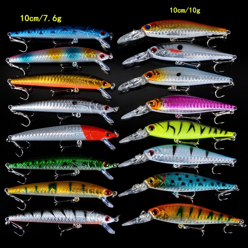 Set Mixed 16pcs/Lot 2 Models Minnows Fishing Lures Jerkbait High Quality Fishing Tackle 6# Hooks