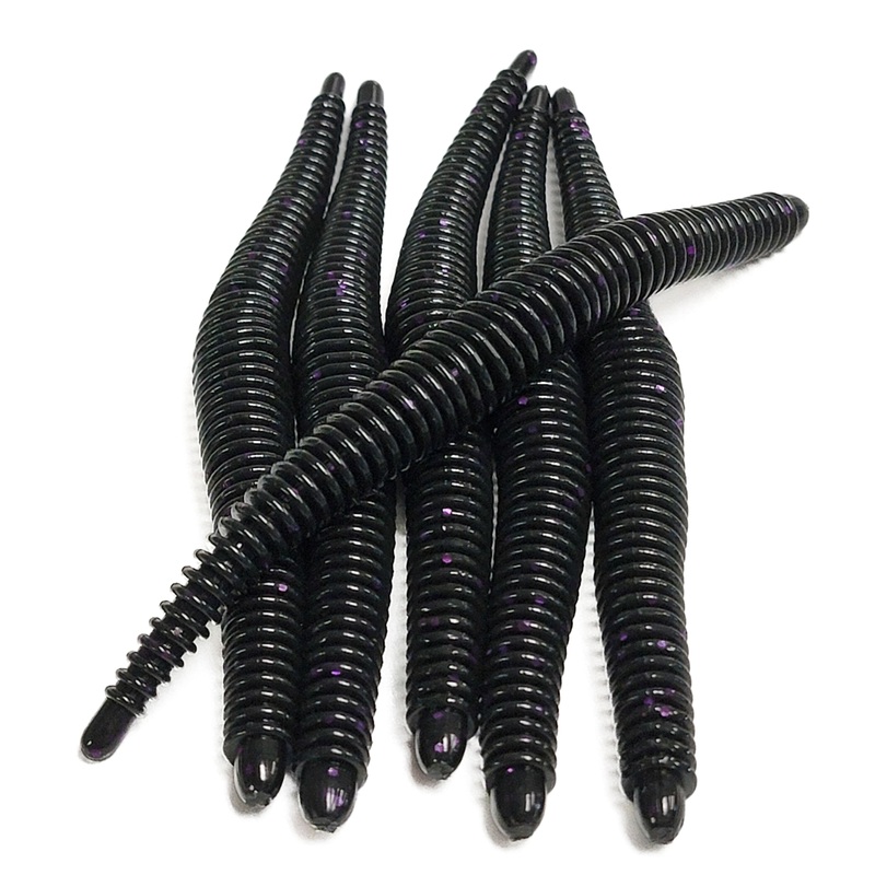 Purple Blackout 6 Ribbed Worm (6pk)