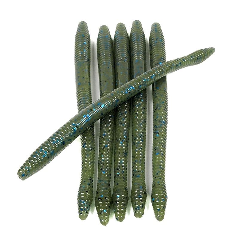Watermelon Pumpkin Blue 6.25 Diamond Tail Worm (6pk)