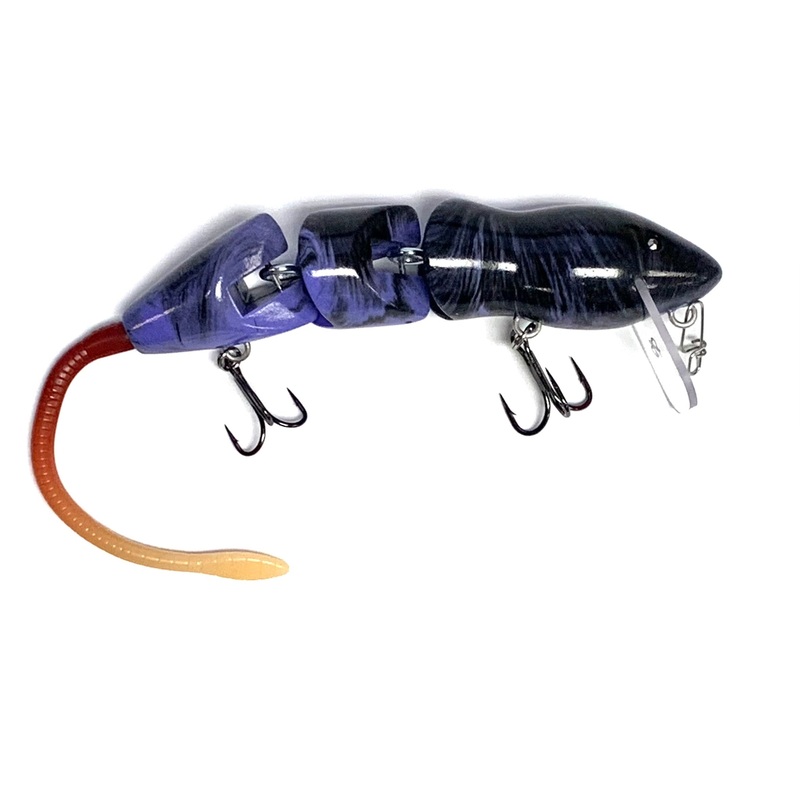 PB Rat 3 Piece Wakebait|Limited Edition Purple Black Swirl w/ Red Natural Tail|Brown Black Swirl w/ Natural Tail|Brown Black Swirl w/ Red Natural Tail|White Brown Swirl w/ Red Tail|Grey Black Swirl w/ Natural Tail|Green Black Swirl w/ Natural Tail|White P