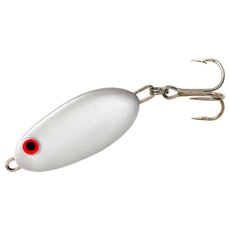 Bomber Slab Spoon|7/8 oz|1 1/4 oz|White|Fluorescent Yellow Black Scales|Florescent Yellow|Metachrome Blue Scale|Metachrome|3D Silver|Chrome Blue Back|Chrome Blue Black