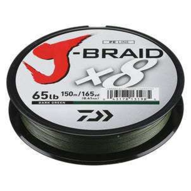 Daiwa J-Braid|65lb|10lb|15lb|20lb|30lb|40lb|50lb|8lb|Dark Green|Chartreuse|Multicolor