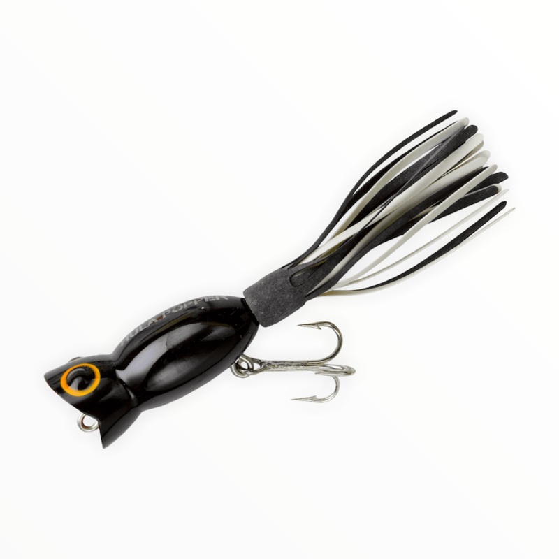 Arbogast Hula Popper|3/16 oz|1/8 oz|3/8 oz|1/2 oz|Fire Tiger|Frog White Belly|Perch|White/Red Head|Black|Bull Frog