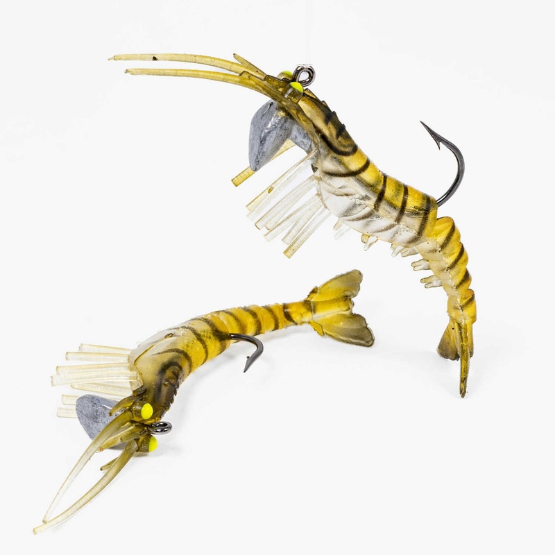 Egret Baits VUDU Shrimp|2″ – 2 Pack|3.25″ – 2 Pack|Gold|Natural