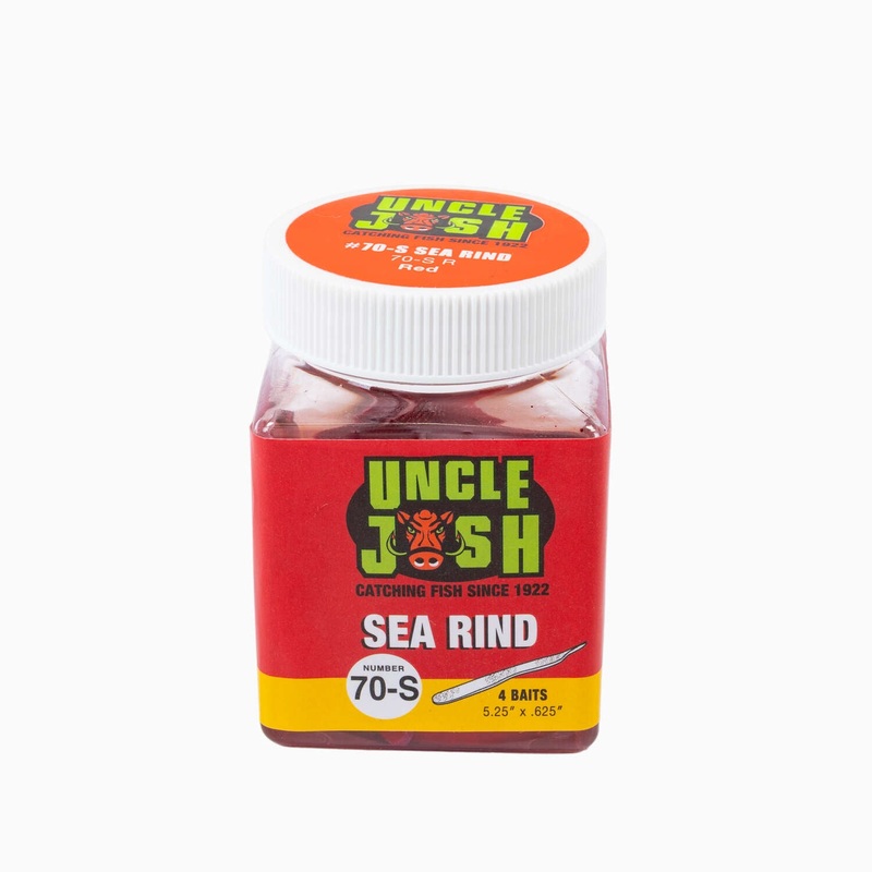 Uncle Josh Pork Rind Baits|Red|White|5 1/4″ x 5/8″|7″ x 7/8″