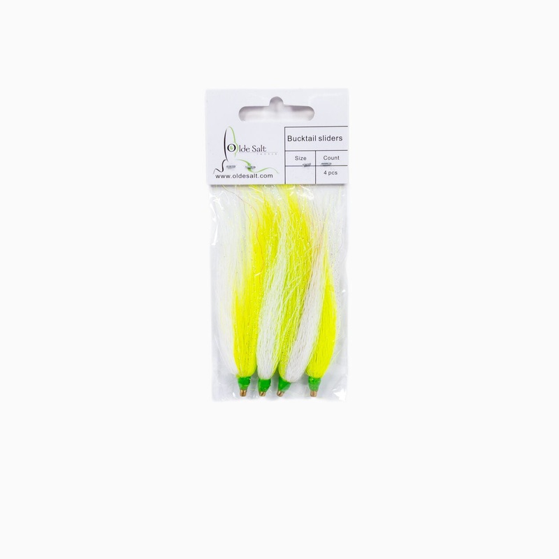 Olde Salt Bucktail Sliders|Bucktail|White|Chartreuse|Chartreuse/White|Pink|Pink/White
