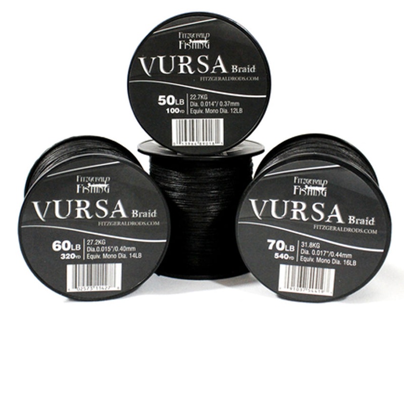 Fitzgerald Vursa Braid|Black|30lb|40LB|50lb|80lb|65lb|150yd|1500yd