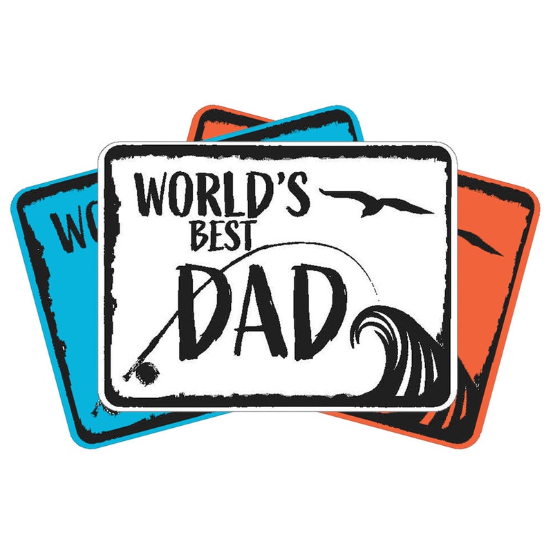 ‘World’s Best Dad’ Stickers|BLUE|ORANGE|WHITE