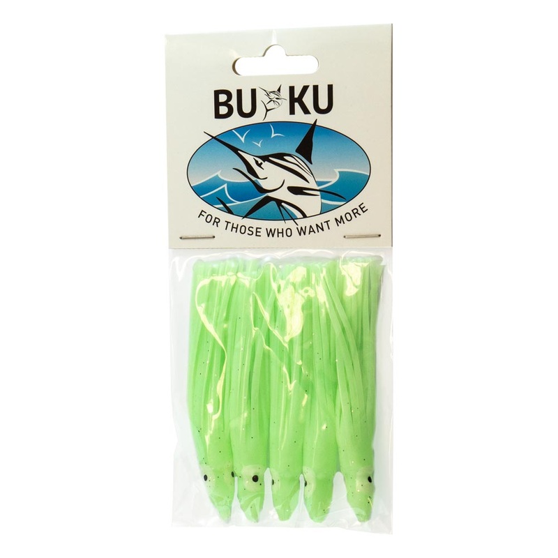 Buku Octopus Skirt Lure|3.5″|5.5″|7.5″|GREEN GLOW|PINK GLOW|RED HEAD/WHITE|RED/PINK/BLACK/WHITE|SILVER GLOW|GREEN/RED GLOW|WHITE/SILVER FLECK