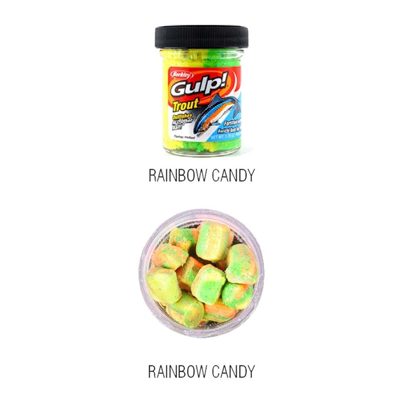 Gulp Trout Nuggets|CHUNKY CHEESE|RAINBOW CANDY|SHERBET BURST