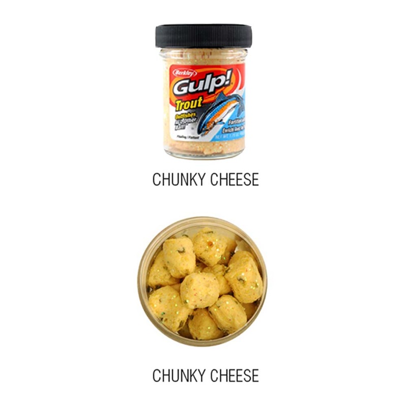 Gulp Trout Nuggets|CHUNKY CHEESE|RAINBOW CANDY|SHERBET BURST