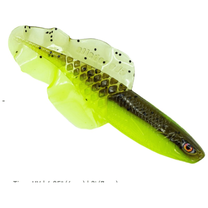 Chasebaits  Flacid Shad 3|Lime Tiger|Gold Shiner