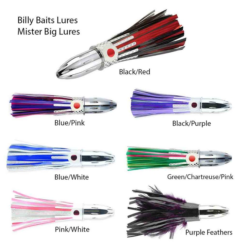 Billy Baits Mister Big Lure|BLACK/PURPLE|BLACK/RED|BLUE/PINK|BLUE/WHITE|GREEN/CHARTREUSE/PINK|PINK/WHITE|PURPLE FEATHER